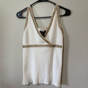y2k Tracy M White and Gold Camisole Top